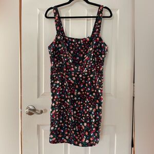 BP. Black Dress with Multicolor Tulip Print